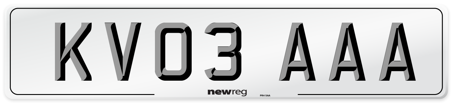 KV03 AAA Number Plate from New Reg